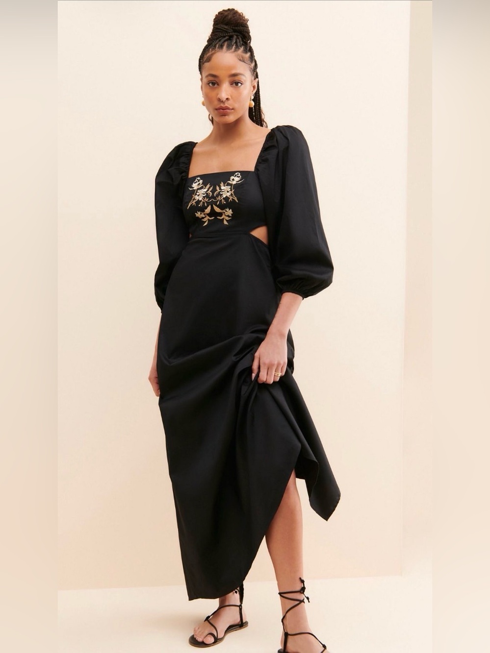 Especia Embroidered Cut Out Maxi Dress